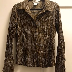 Business Casual Eye Pattern Long Sleeve Blouse